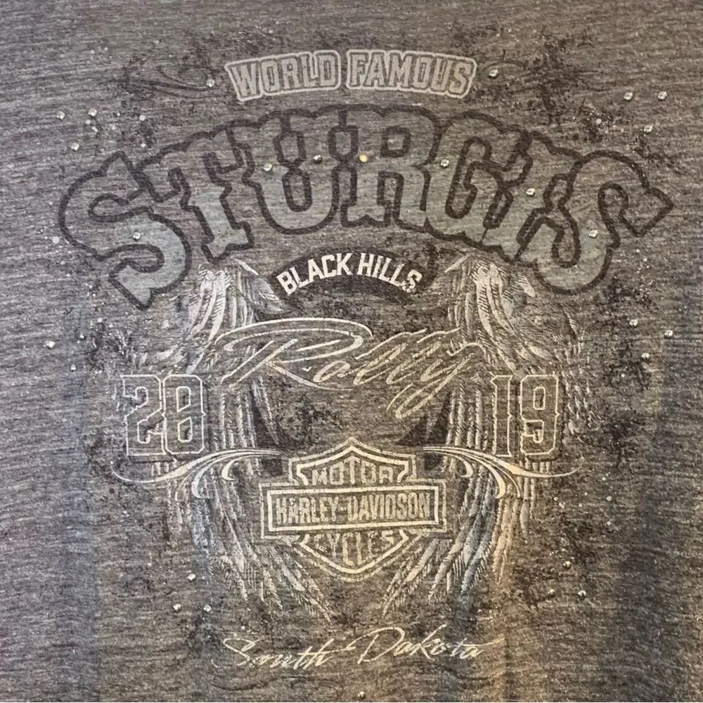 Harley Davidson Sturgis 2019 Gray Tee Rhinestone Size 2X